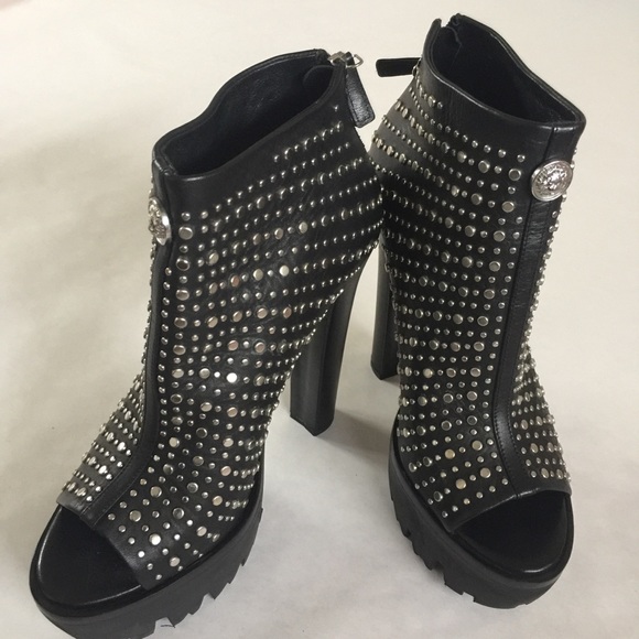 versace platform peep toe bootie